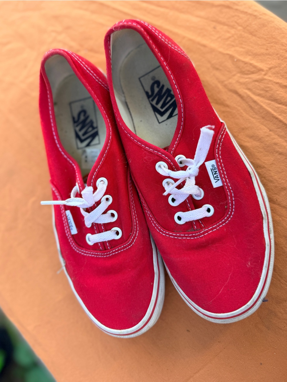 Vans Women's Red Canvas Low-Top Sneakers